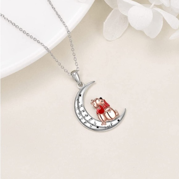 Winnie the Pooh Hunny Pot Hearts I Love You to the Moon and Back Necklace - Picture 3 of 6